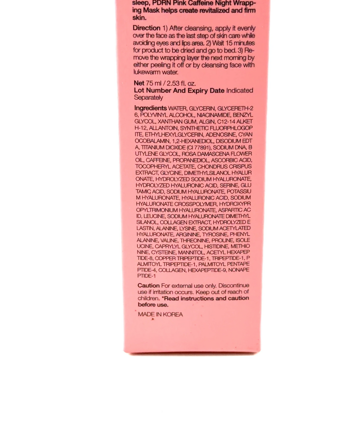 Medicube PDRN Pink Caffeine Night Wrapping Mask, size 75ml — fabric detail