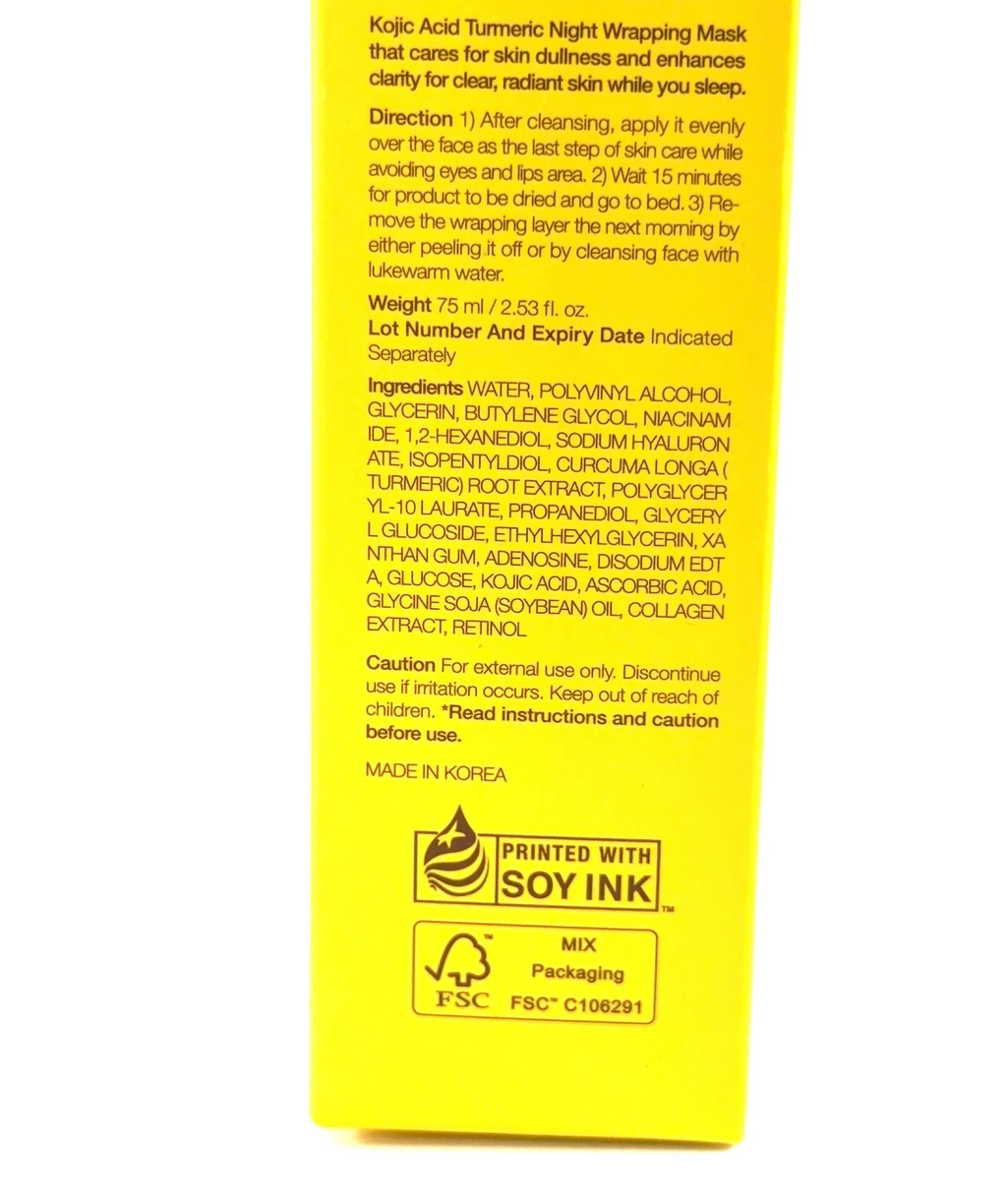 Medicube Kojic Acid Turmeric Night Wrapping Mask, size 75ml — fabric detail