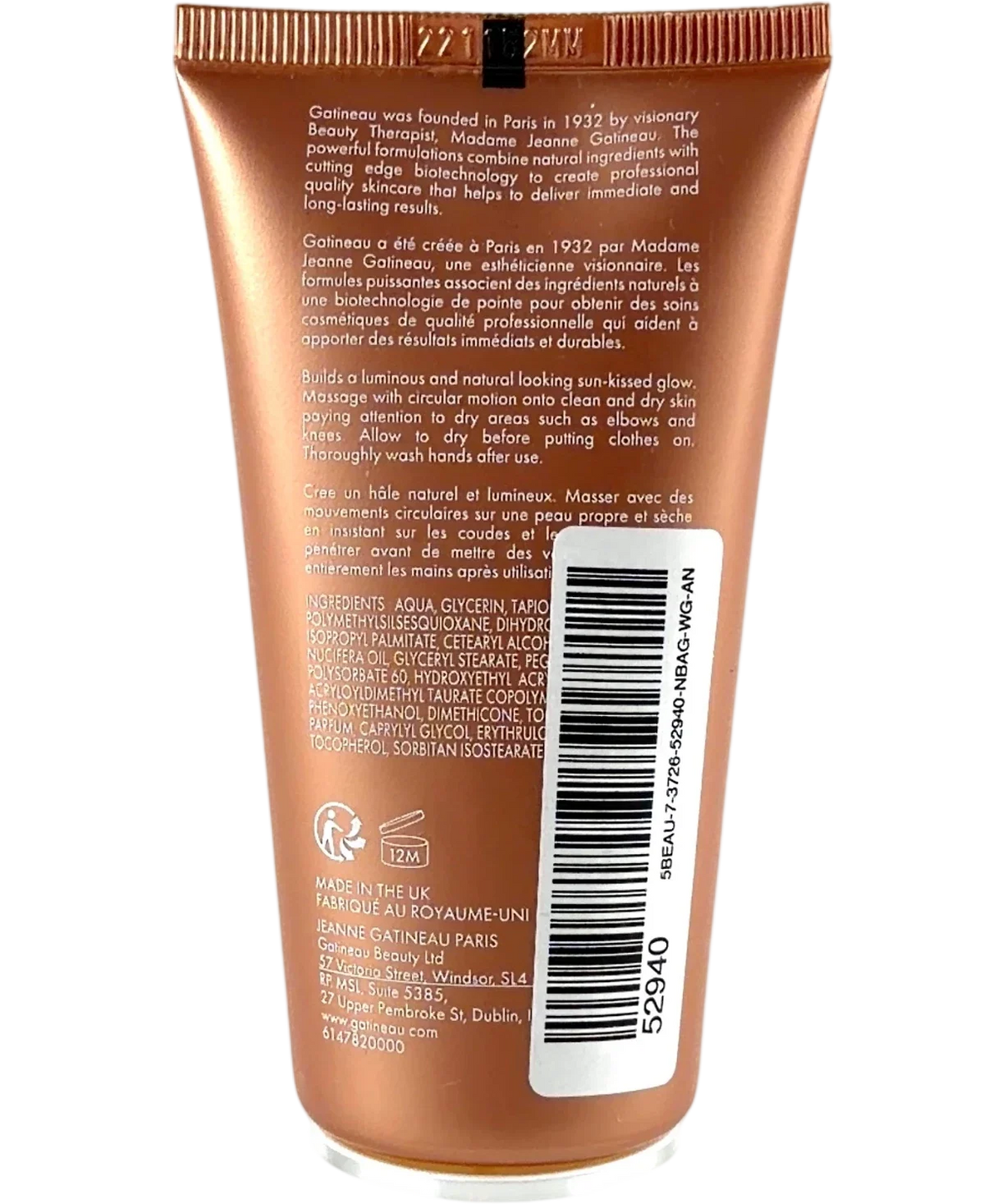 gatineau GOLDEN GLOW GRADUAL TAN, size 75ml — back