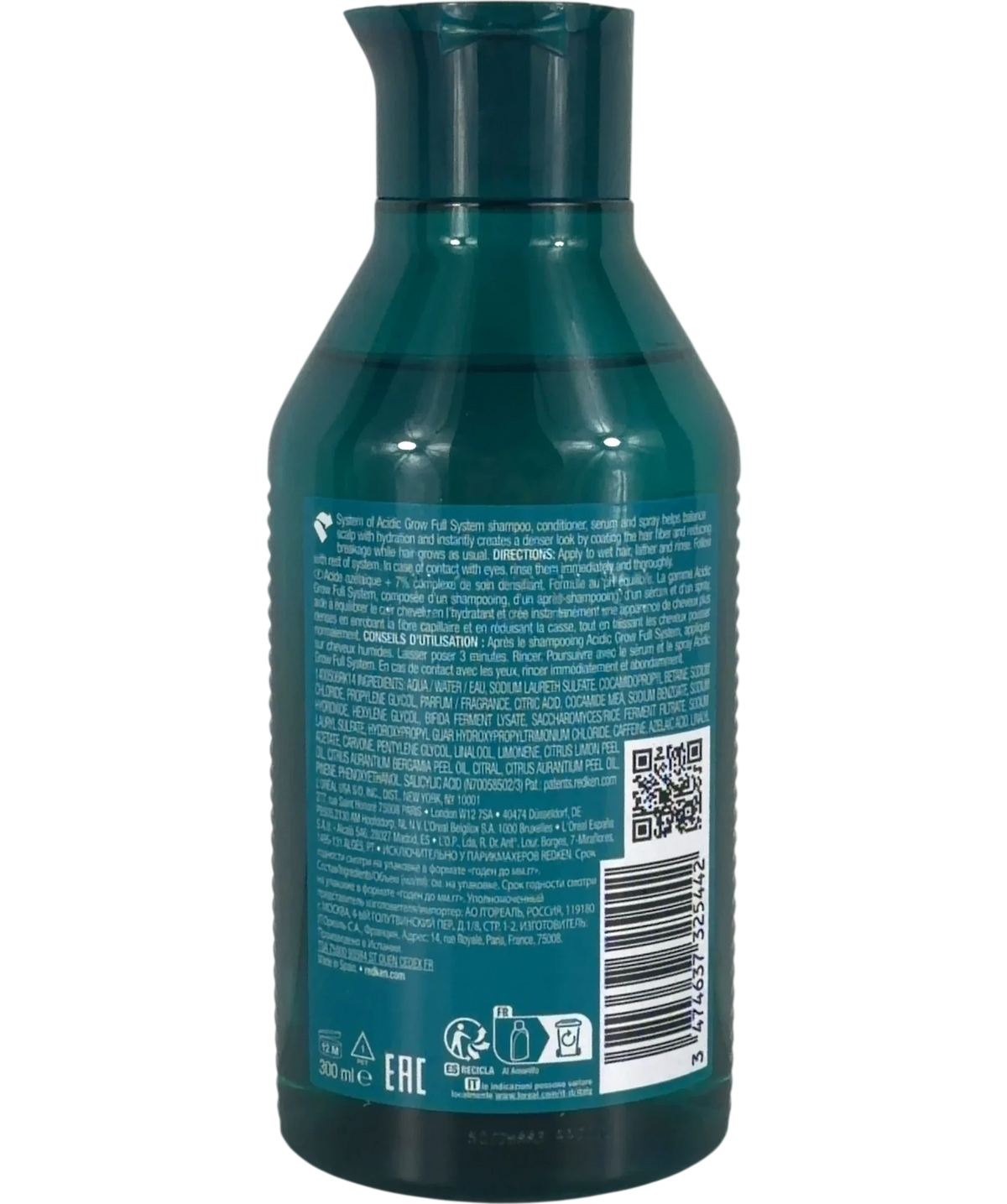 REDKEN Acidic Grow Full System Densifying Shampoo, size 300ml — back