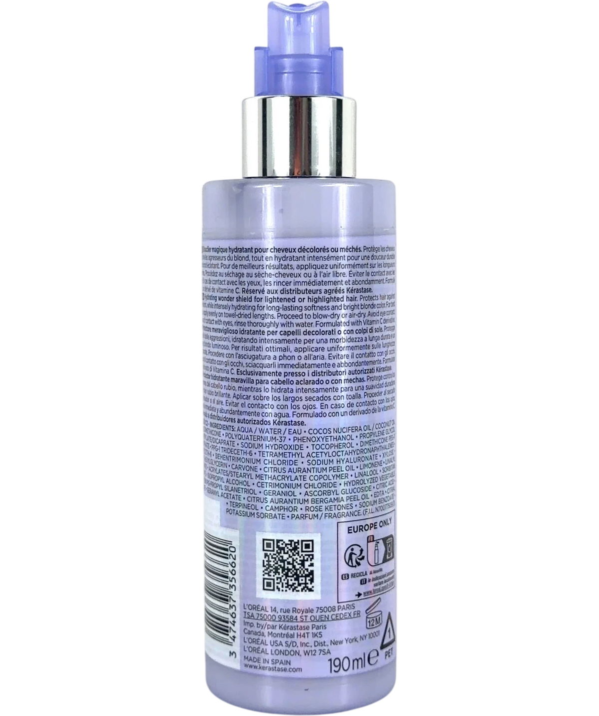Kérastase Hydrating wonder shield, size 190ml — back