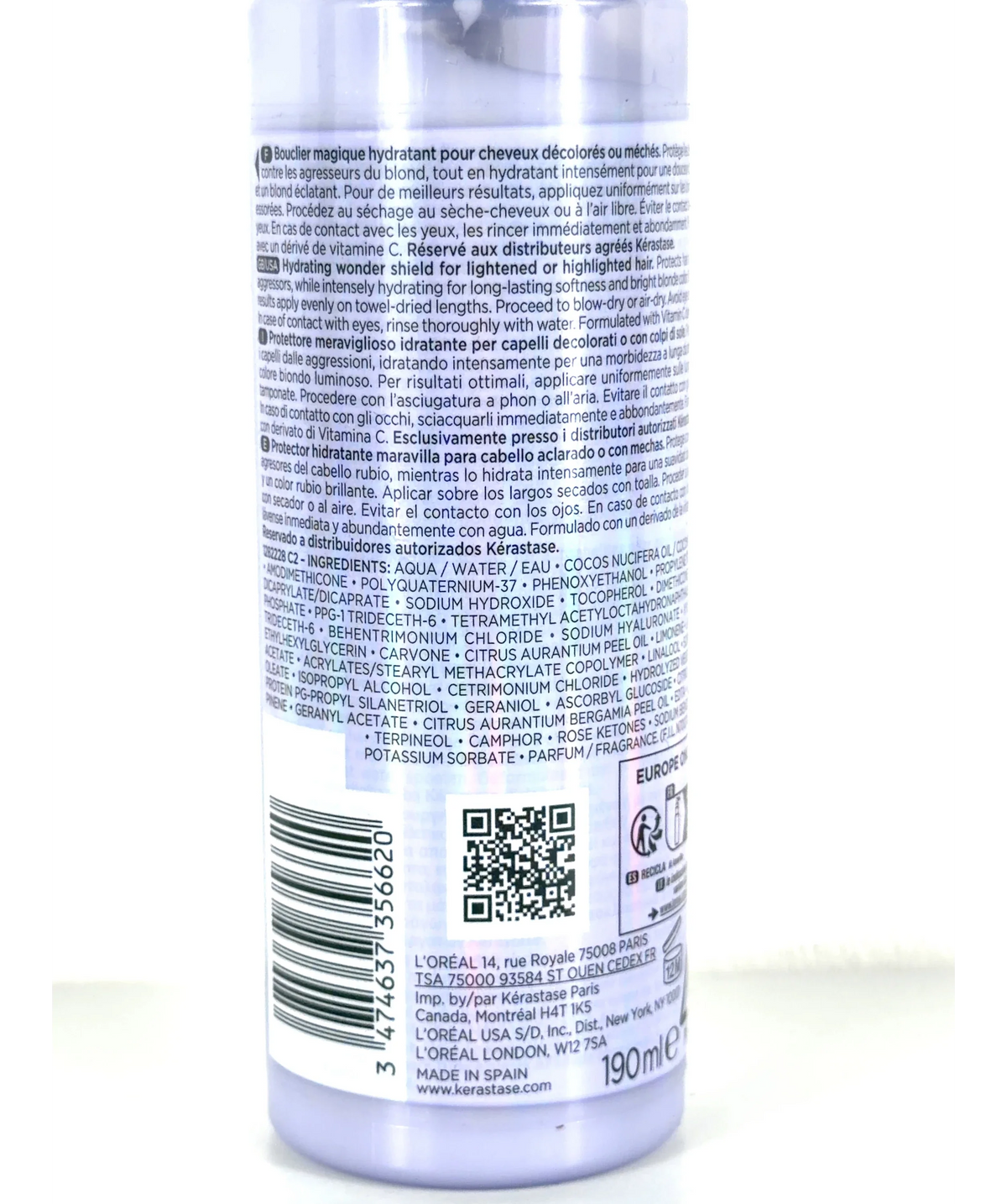 Kérastase Hydrating wonder shield, size 190ml — fabric detail