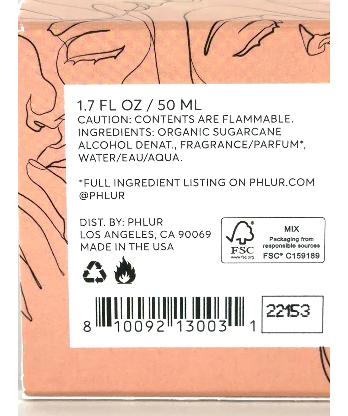 Phlur Missing Person Eau de Parfum, size 50ml — care label