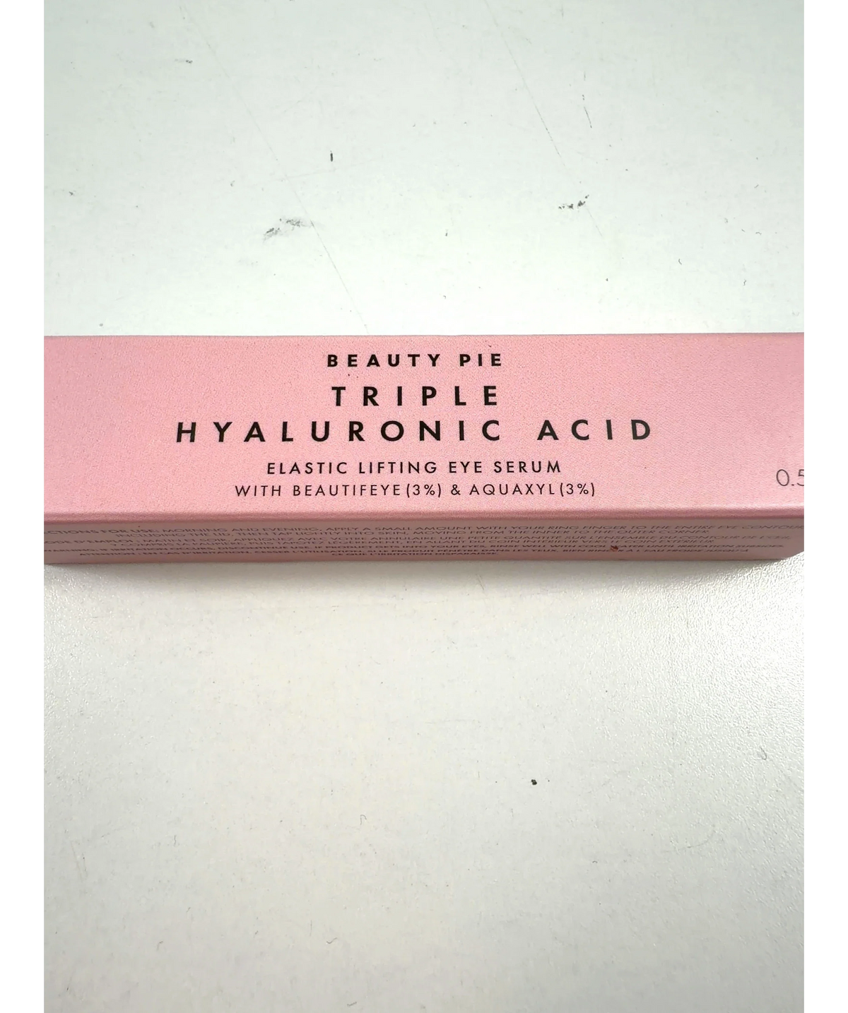 Beauty Pie TRIPLE HYALURONIC ACID ELASTIC LIFTING EYE SERUM WITH BEAUTIFEYE (3%) & AQUAXYL (3%), size 0.5fl.oz — label