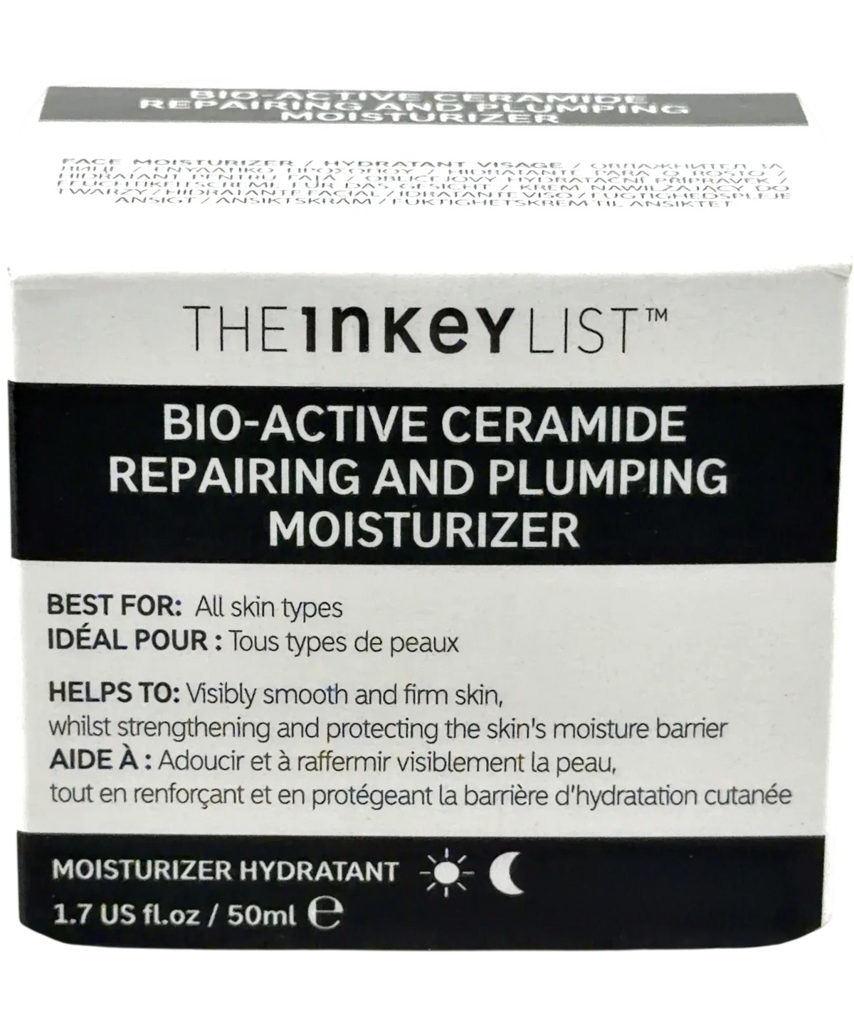 The Inkey List BIO-ACTIVE CERAMIDE REPAIRING AND PLUMPING MOISTURIZER, size 50ml — front