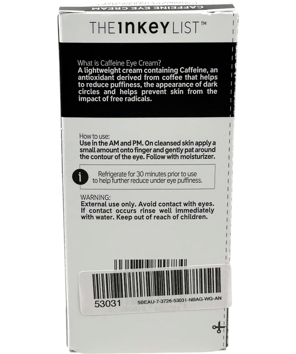 The Inkey List CAFFEINE EYE CREAM, size 15ml — back