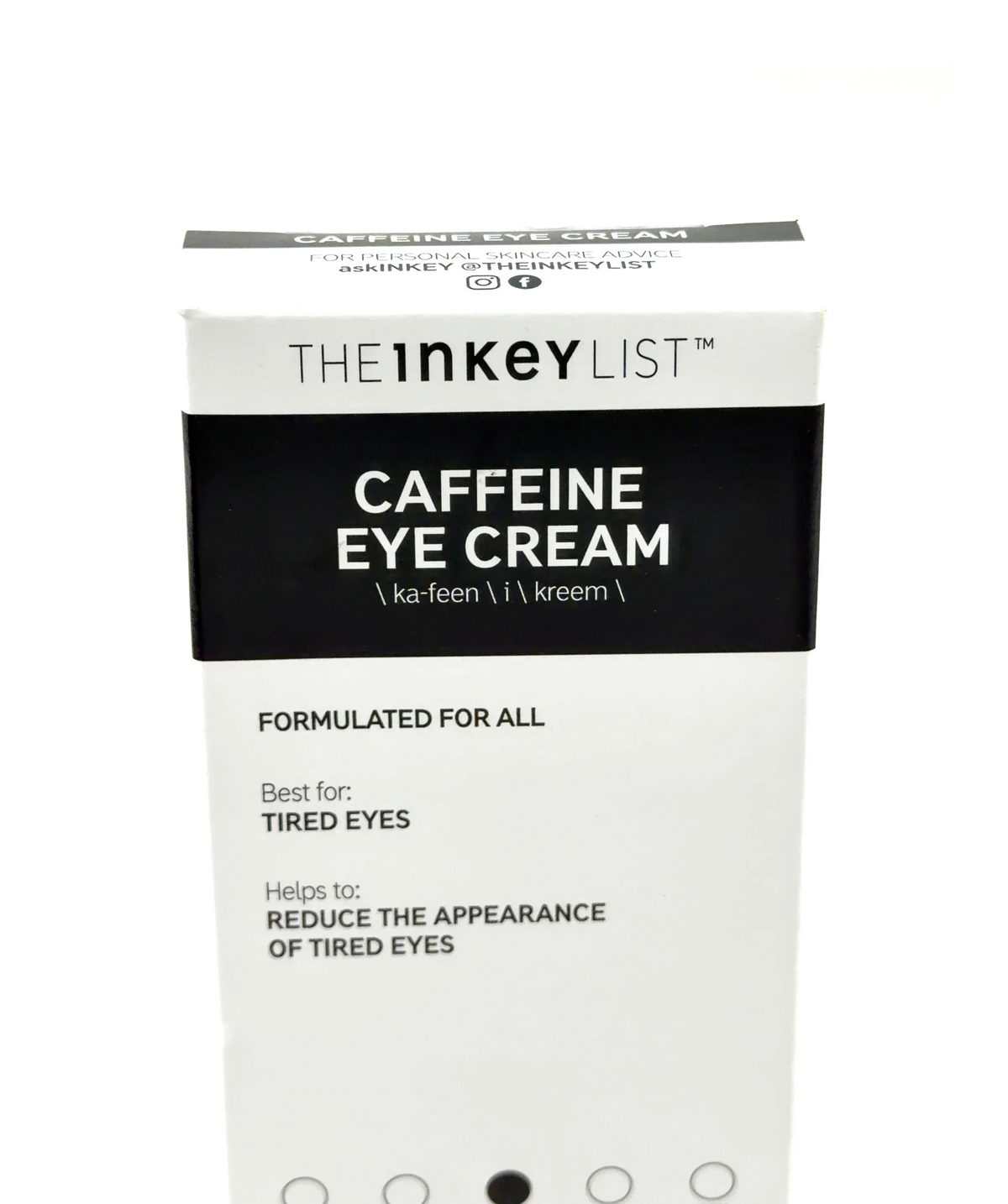 The Inkey List CAFFEINE EYE CREAM, size 15ml — label