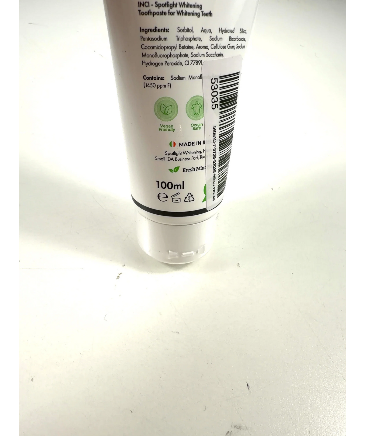 spotlight Whitening Toothpaste, size 100ml — care label