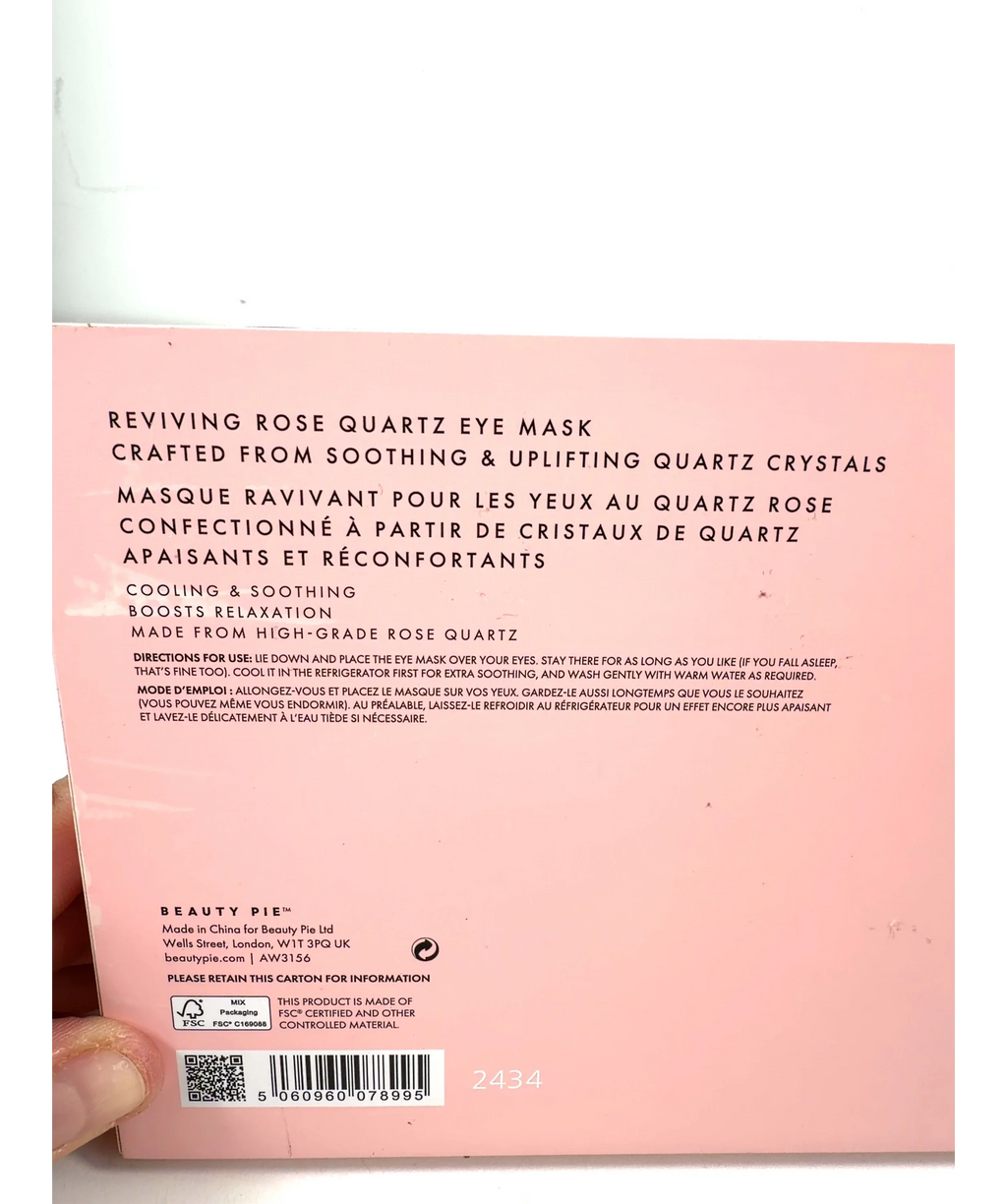 Beauty Pie Rose quartz eye mask — care label