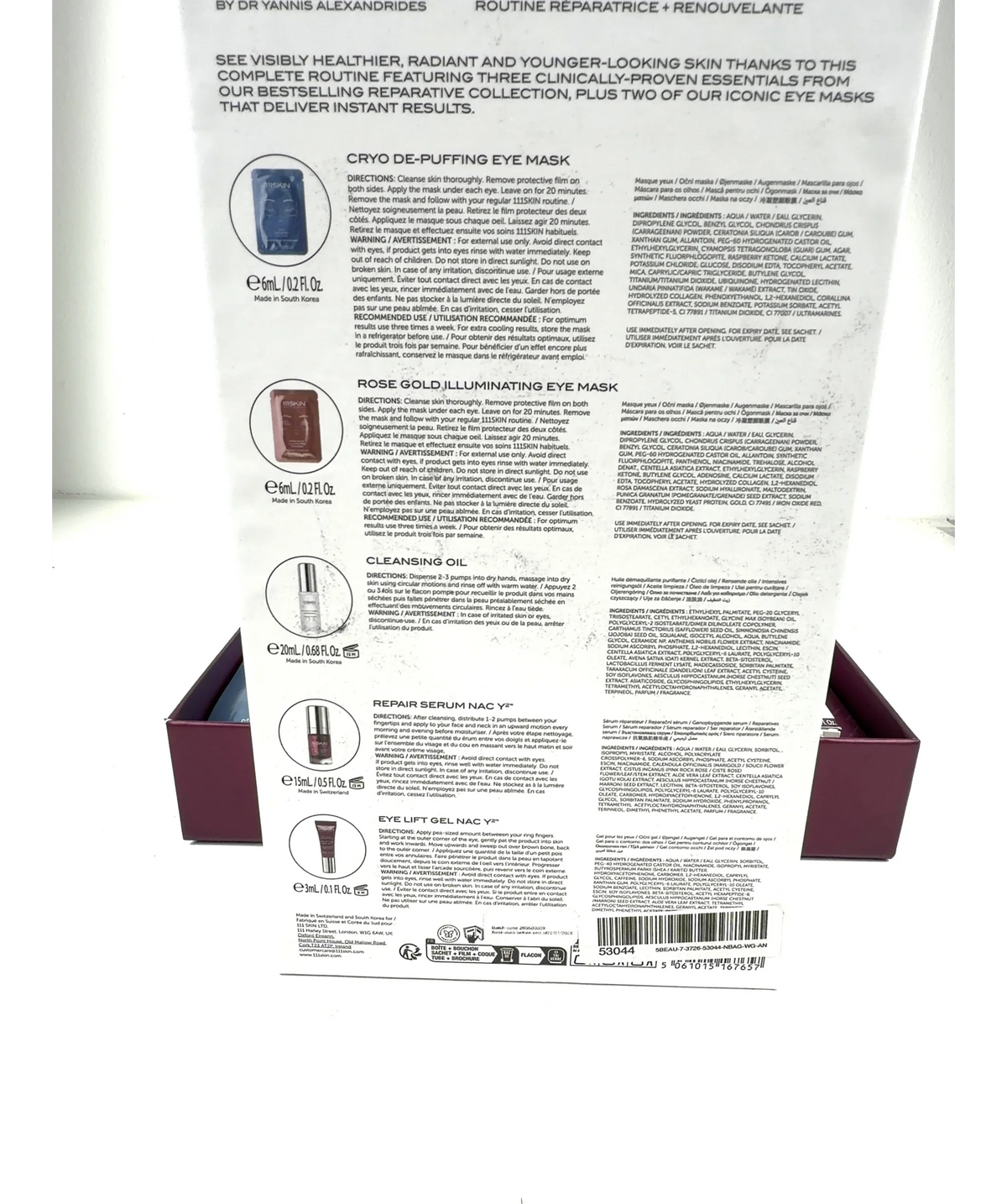 111skin REPAIR + RENEW ROUTINE, size 20ml — care label