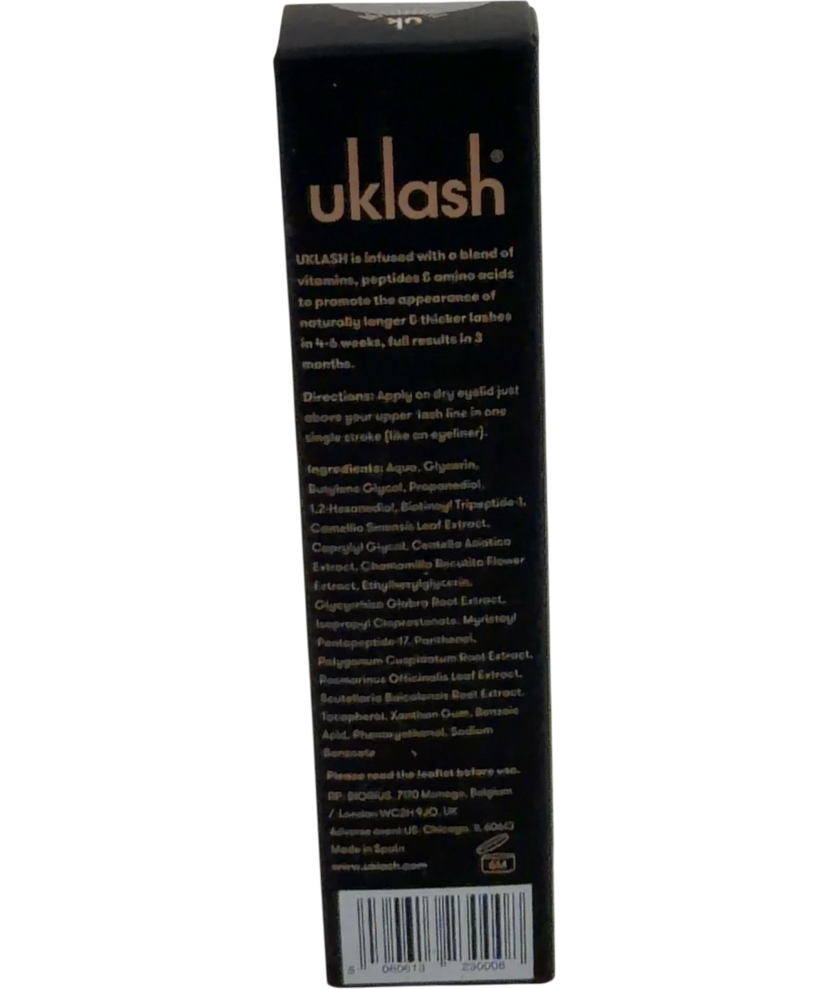 UKLASH Eyelash Serum, size 3ml — back