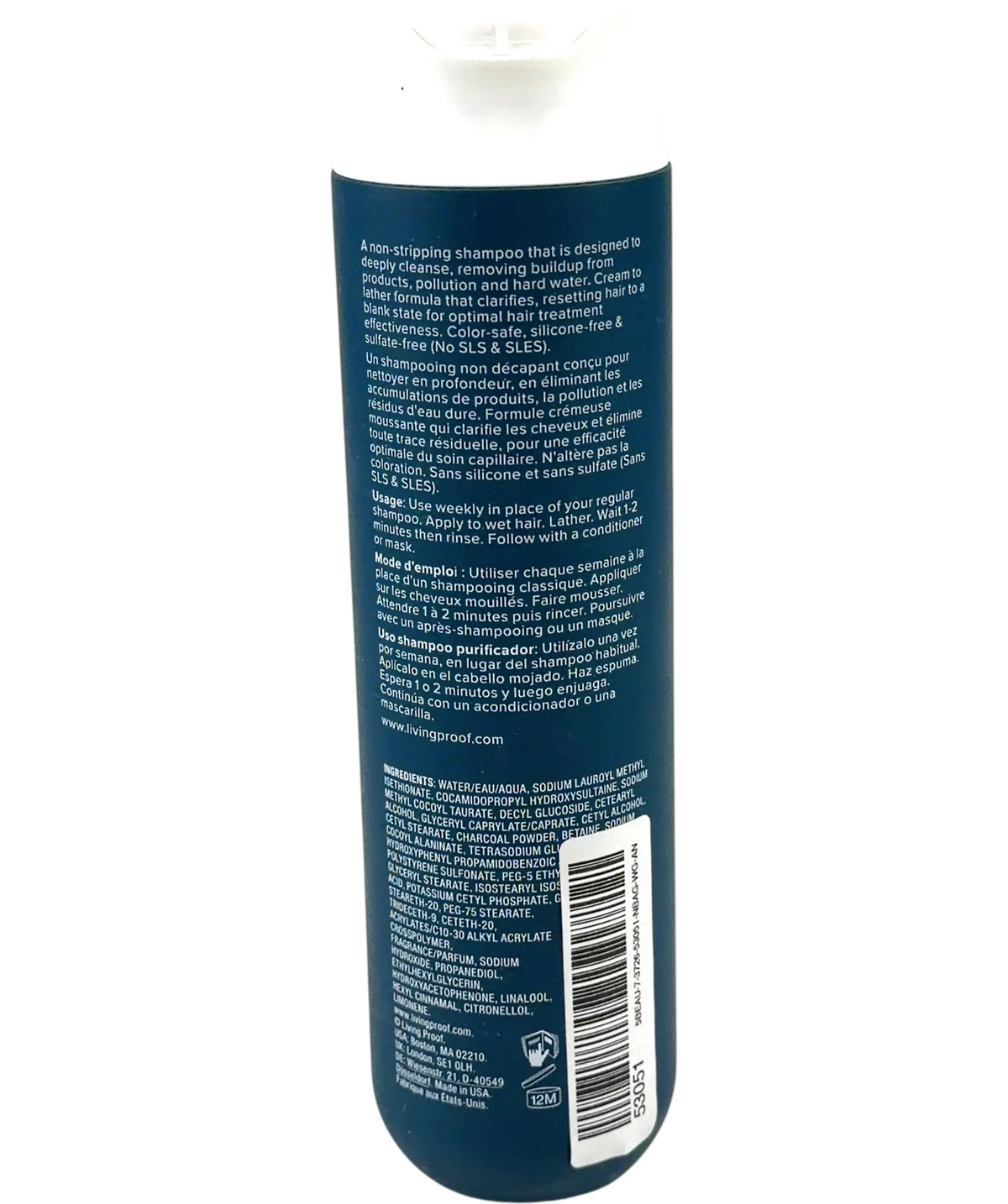 Living Proof clarifying detox shampoo, size 236ml — back