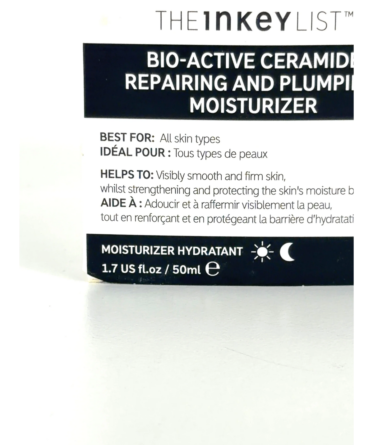 The Inkey List Bio-Active Cerimeter Moisturizer, size 50ml — care label
