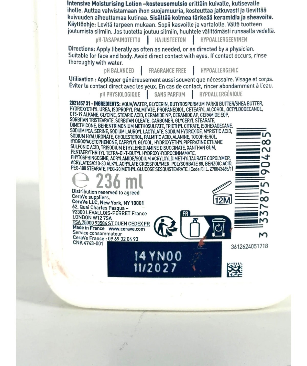 Cerave Intensive Moisturising Lotion, size 236ml — detail