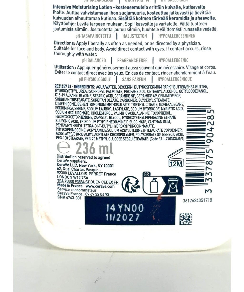 Cerave Intensive Moisturising Lotion, size 236ml — fabric detail