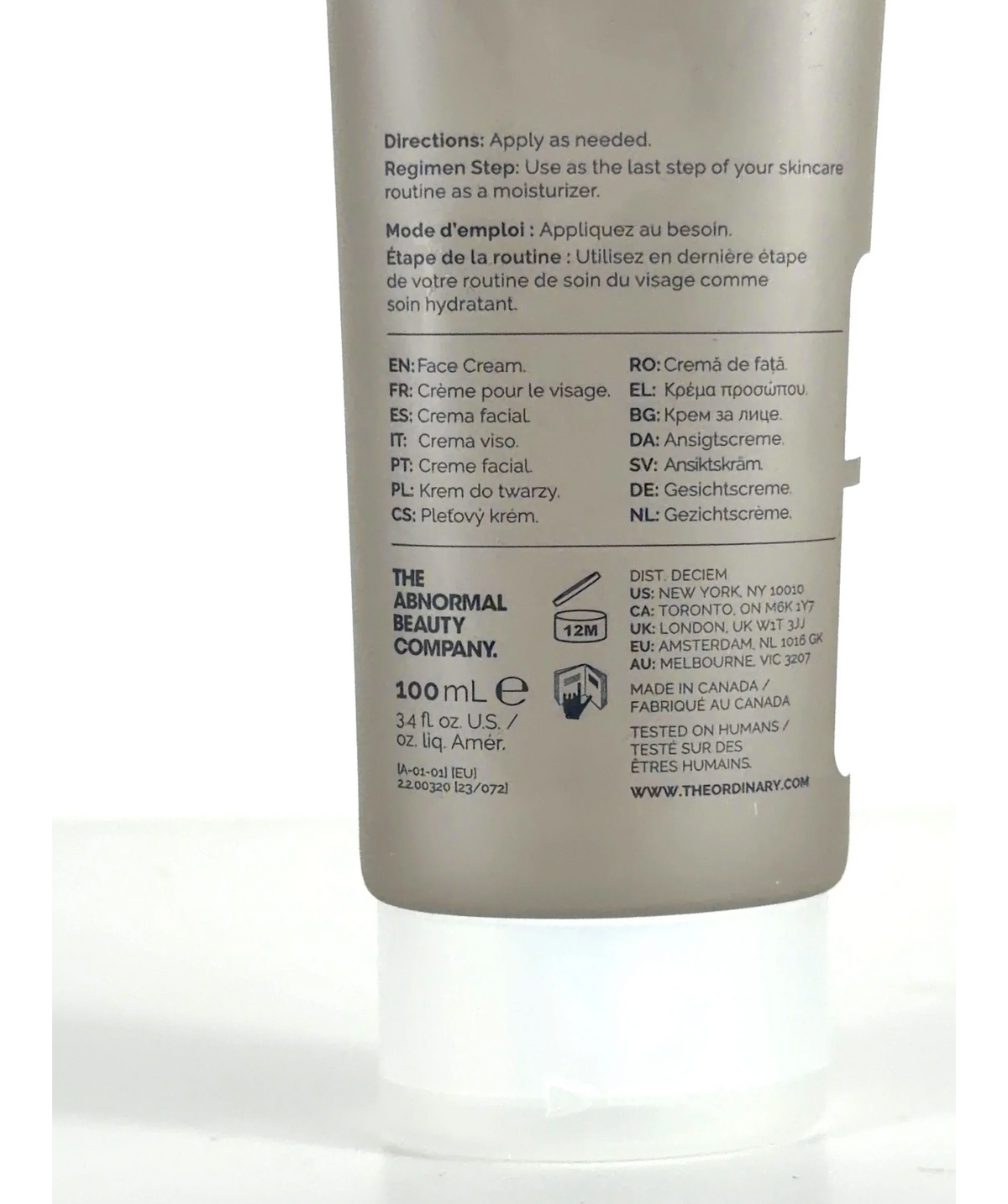 The Ordinary Natural Moisturizing Factors + HA, size 100ml — care label