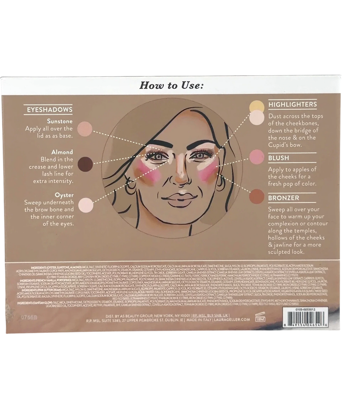 LAURA GELLER Universal The Best of the Best Baked Face Palette, size 13.5g — back