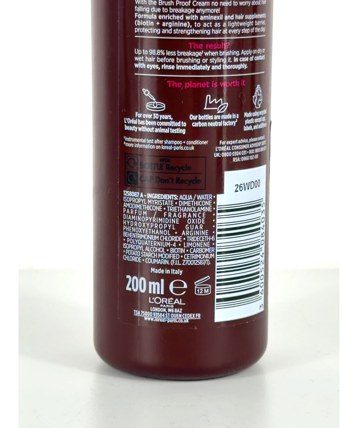 L'Oréal Elvive BRUSH PROOF CREAM, size 200ml — fabric detail