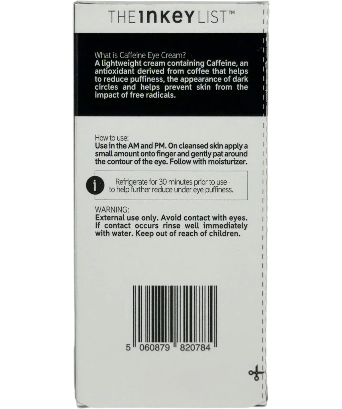 The Inkey List Caffeine Eye Cream, size 15ml — back