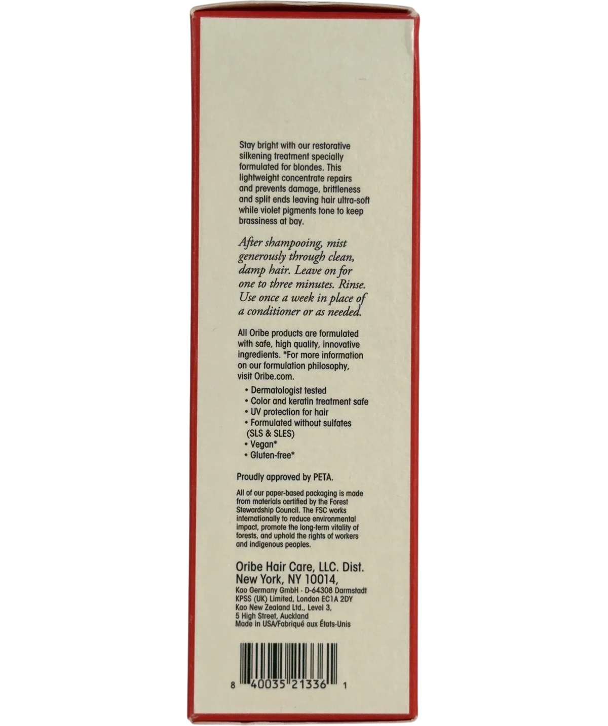 Oribe Bright Blonde Radiance & Repair Treatment, size 125ml — back