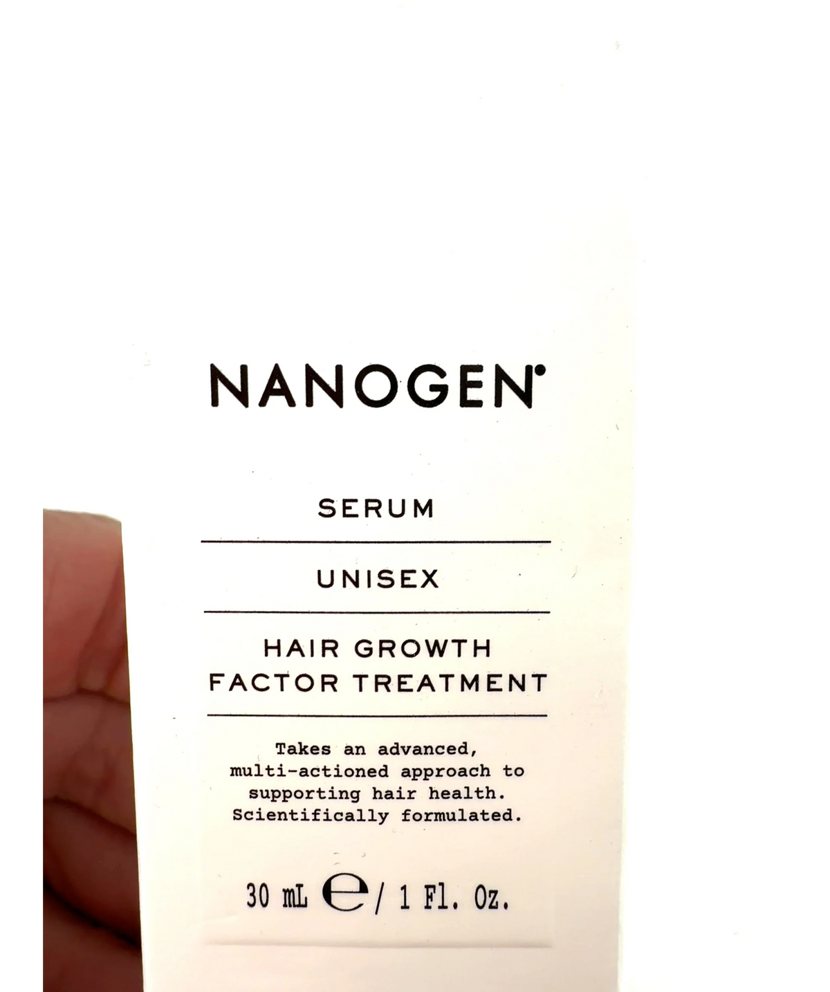 NANOGEN HAIR GROWTH FACTOR TREATMENT, size 30ml — label