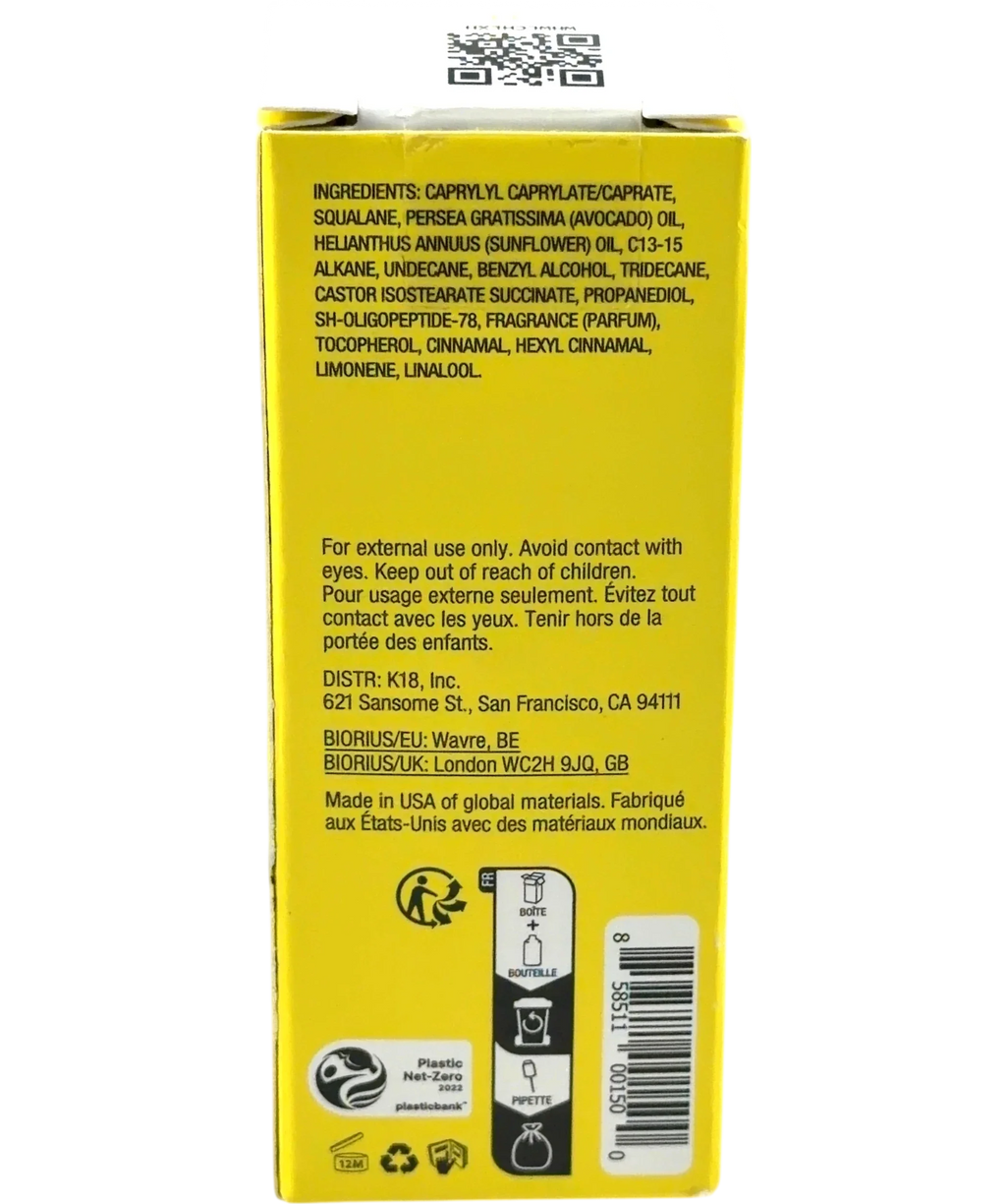 K18 molecular repair hair oil, size 30ml — back