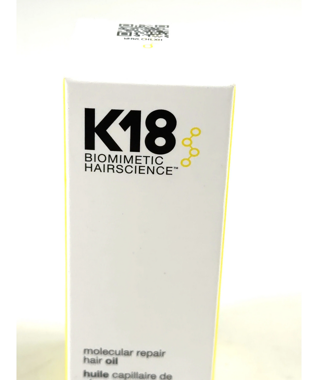 K18 molecular repair hair oil, size 30ml — label