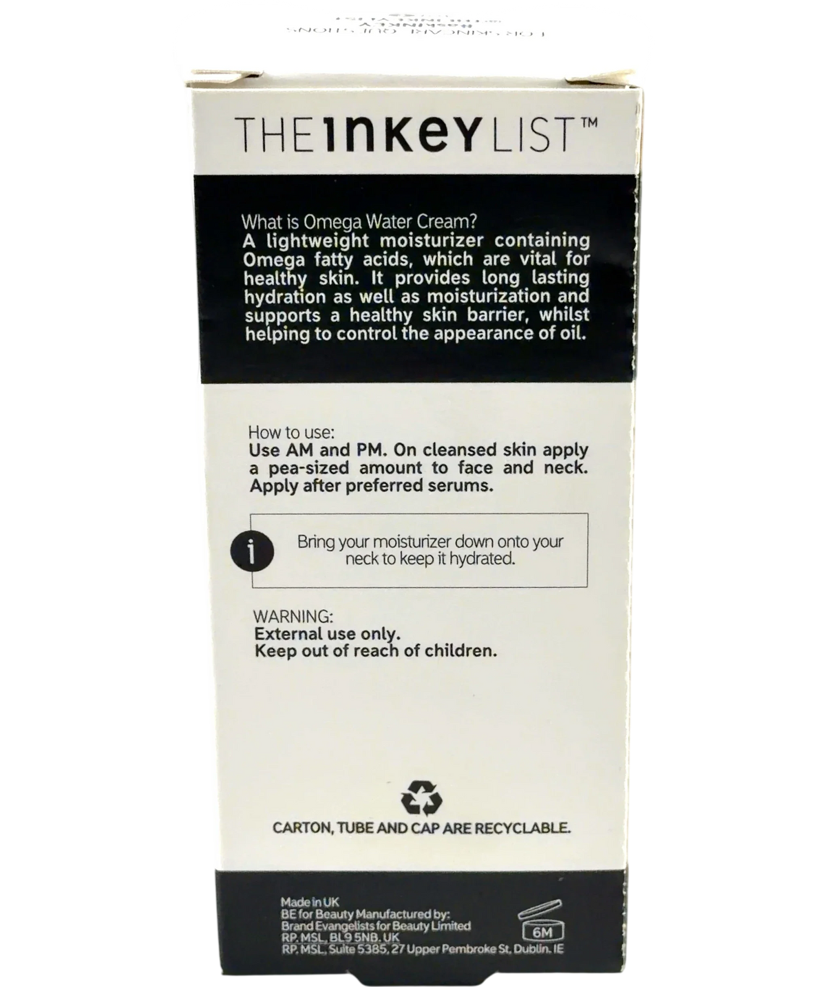The Inkey List OMEGA WATER CREAM, size 50ml — back