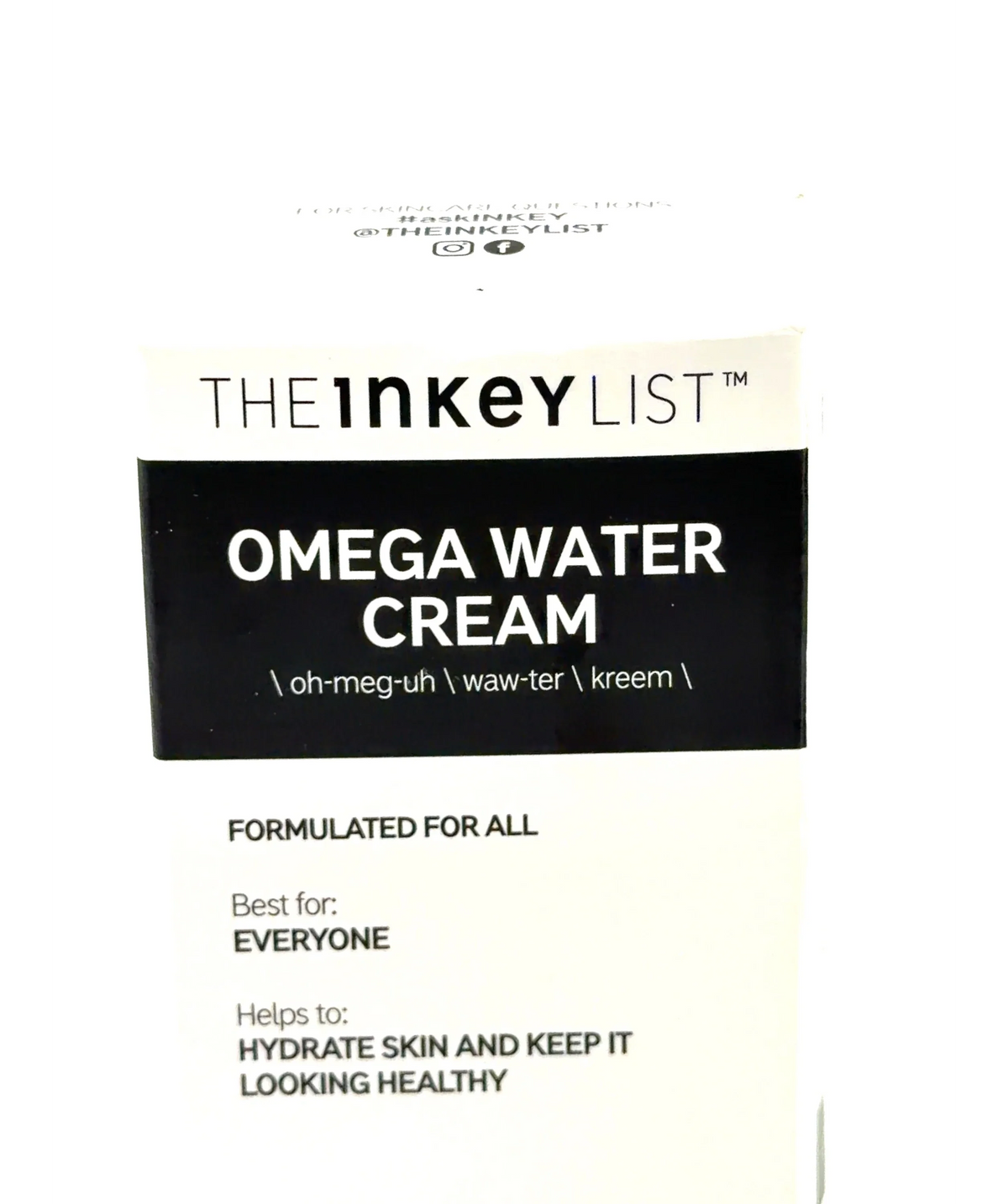 The Inkey List OMEGA WATER CREAM, size 50ml — label