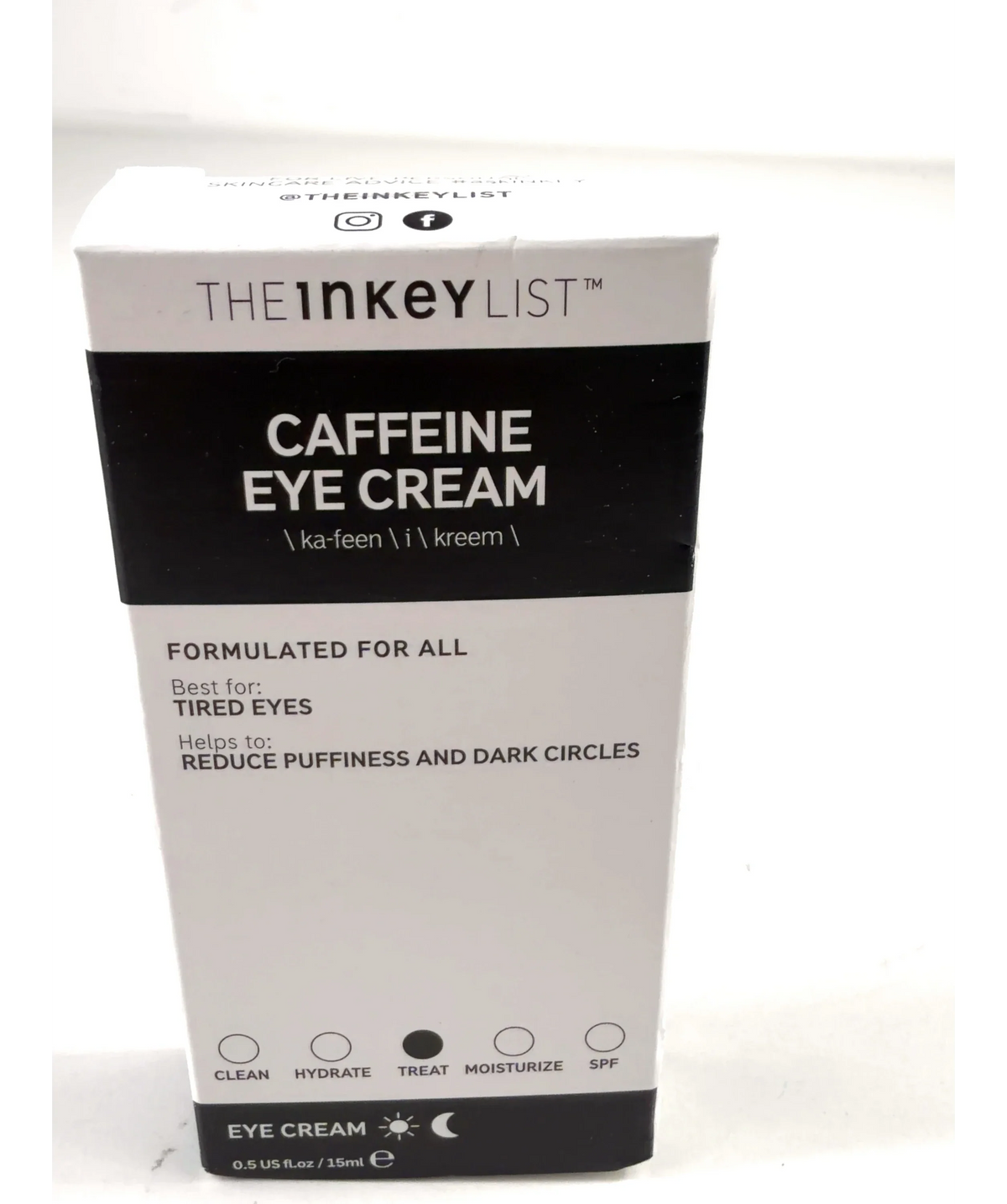 The Inkey List Caffeine Eye Cream, size 15ml — label