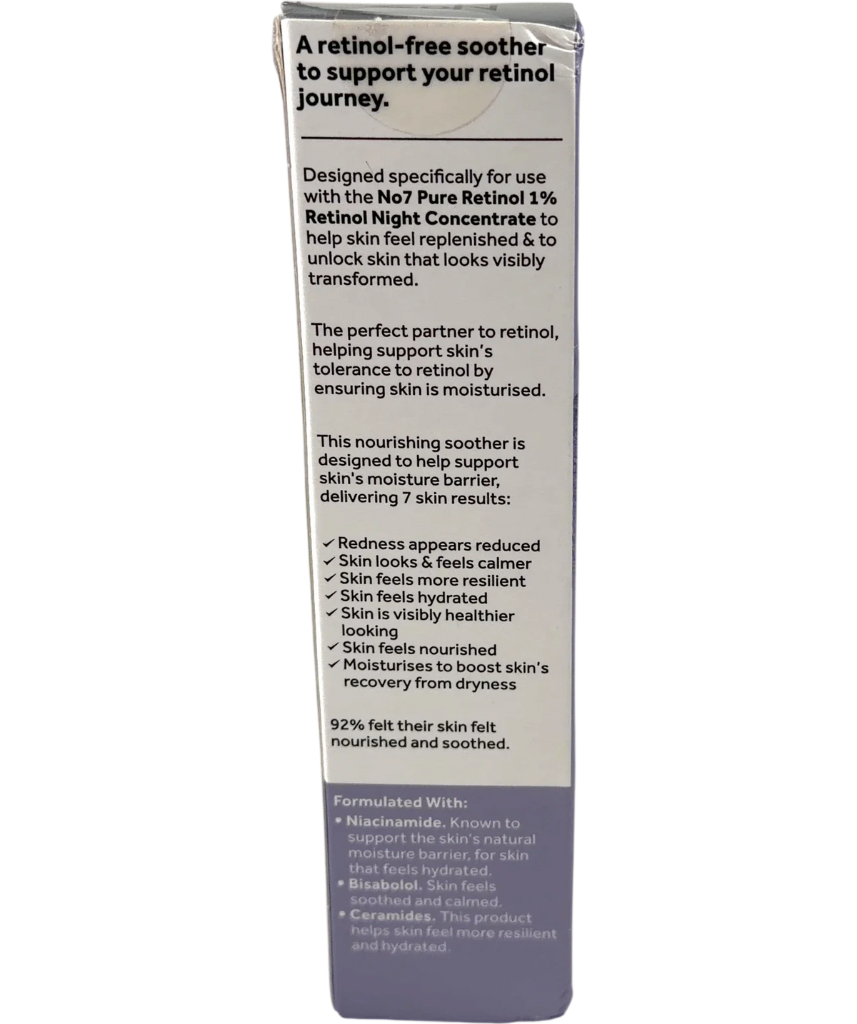 No7 Pure Retinol Post Retinol Soother, size 50ml — back