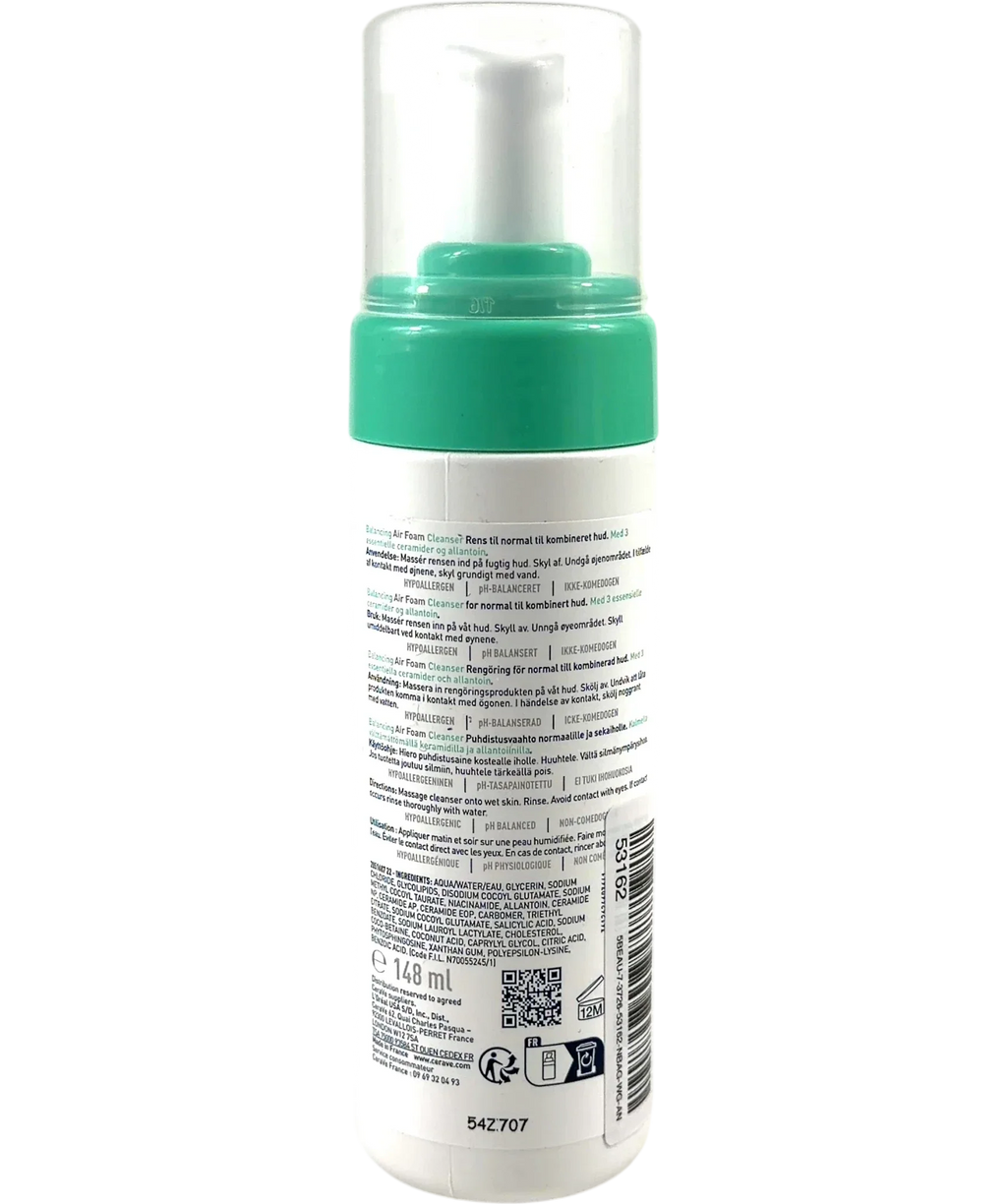 Cerave Balancing Air Foam Cleanser, size 148ml — back