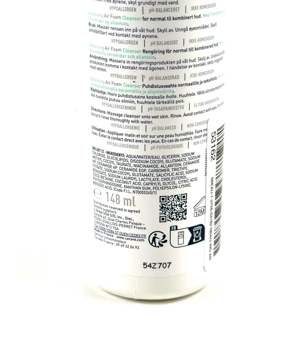 Cerave Balancing Air Foam Cleanser, size 148ml — detail