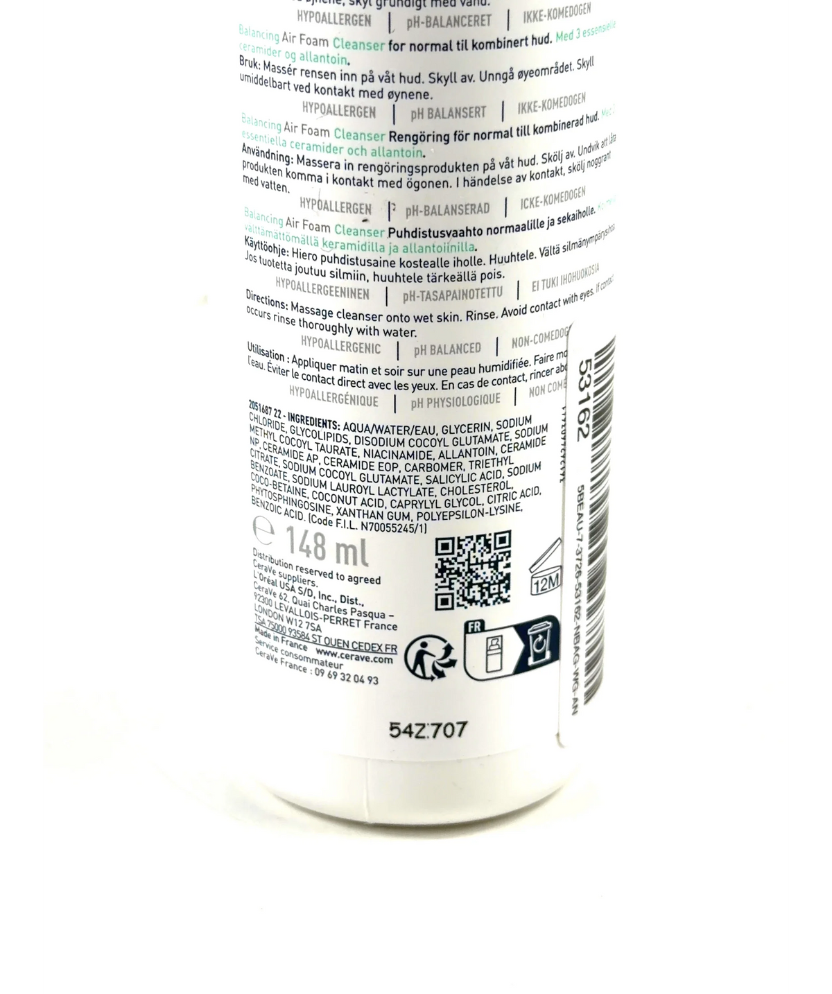 Cerave Balancing Air Foam Cleanser, size 148ml — fabric detail