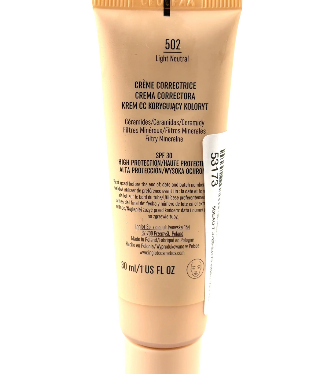 Inglot 502 Light Neutral Skin-Perfecting CC Face Cream, size 30ml — fabric detail