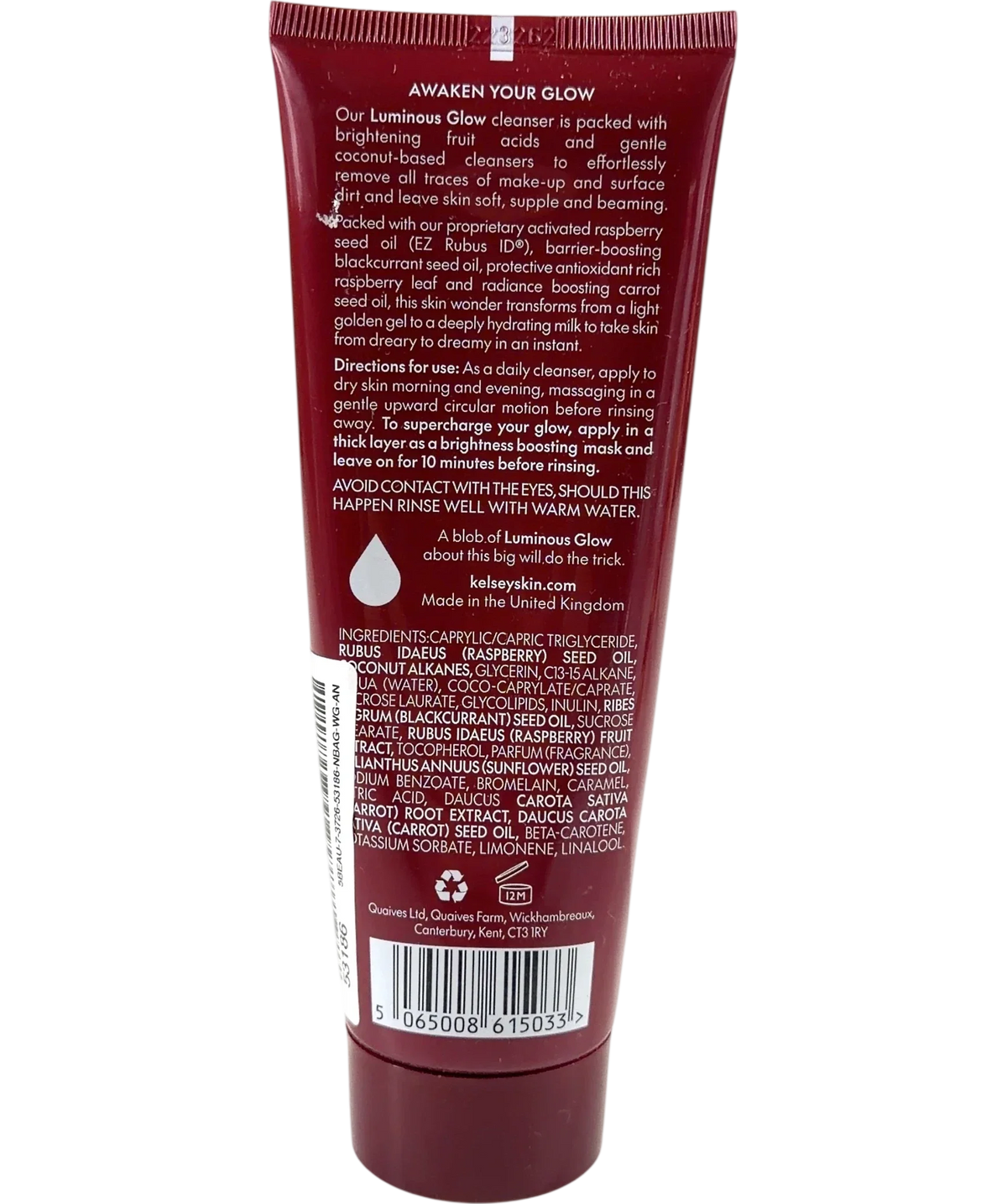 Kelsey Luminous Glow Radiant Cleansing Gel, size 120ml — back