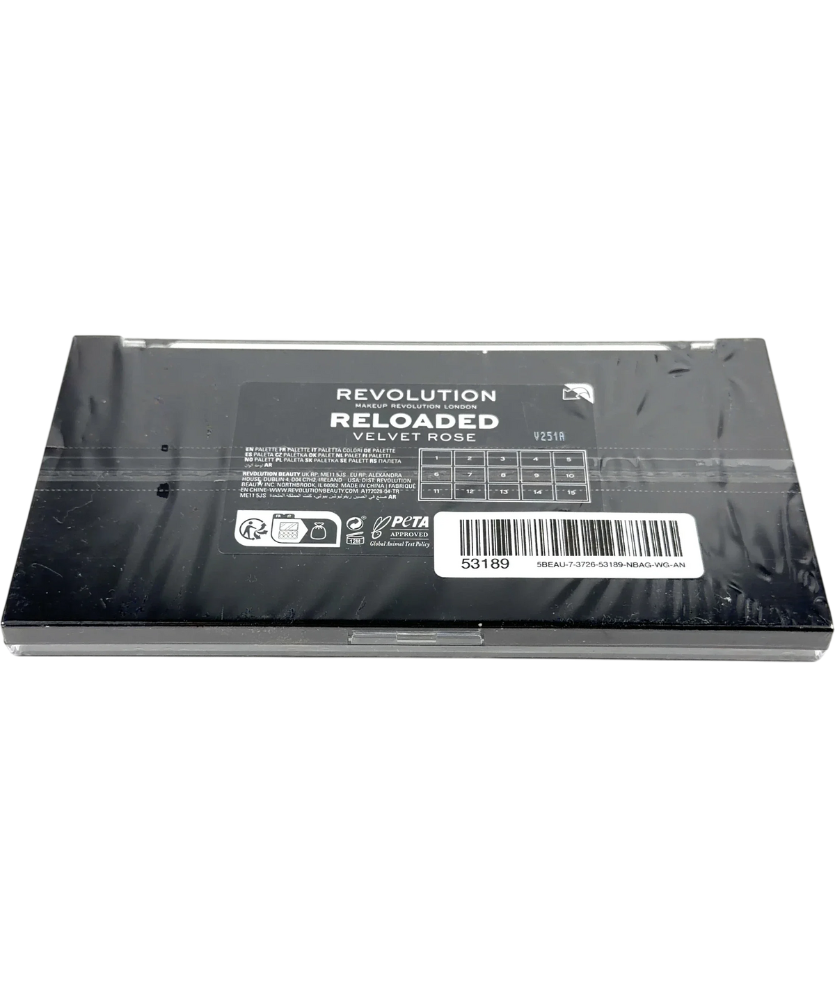 Revolution Velvet Rose Reloaded Eyeshadow Palette, size 1.10g — back