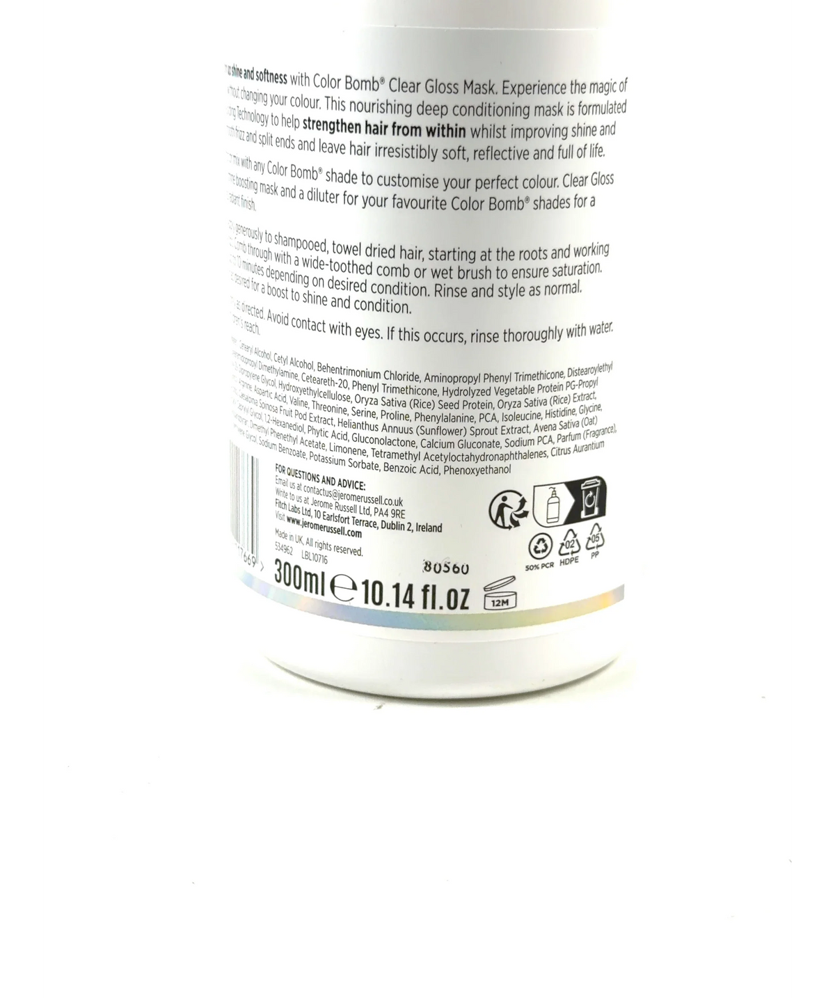 Jerome Russell Clear Gloss Clear Gloss High Shine Mask, size 300ml — care label