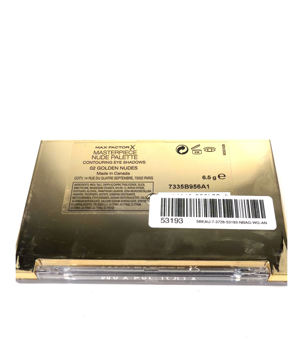 Max Factor 02 Golden Nudes MASTERPIECE NUDE PALETTE CONTOURING EYE SHADOWS 02 GOLDEN NUDES, size 6.5g — care label