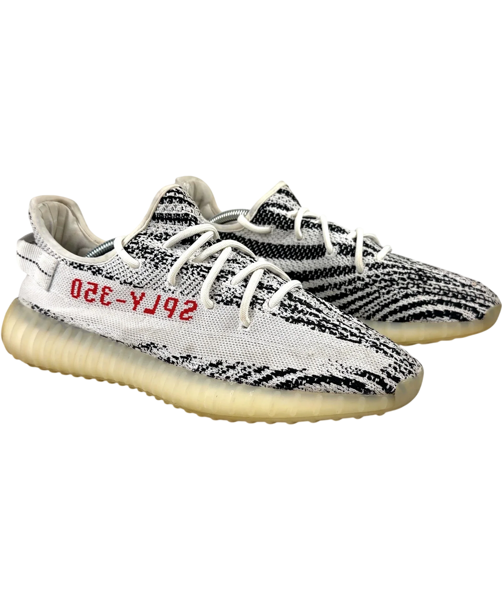adidas White Yeezy Boost 350 V2 "Zebra", size UK 9 EU 43 👞 — front