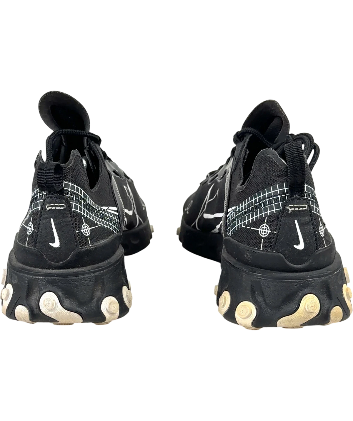 Nike Black React Element 55, size UK 9.5 EU 42.5 👠 — back