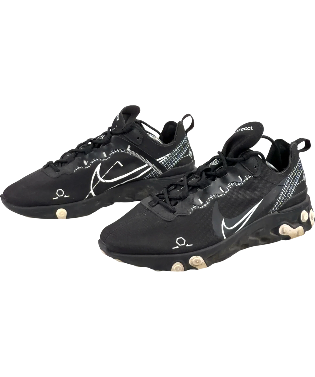 Nike Black React Element 55, size UK 9.5 EU 42.5 👠 — label