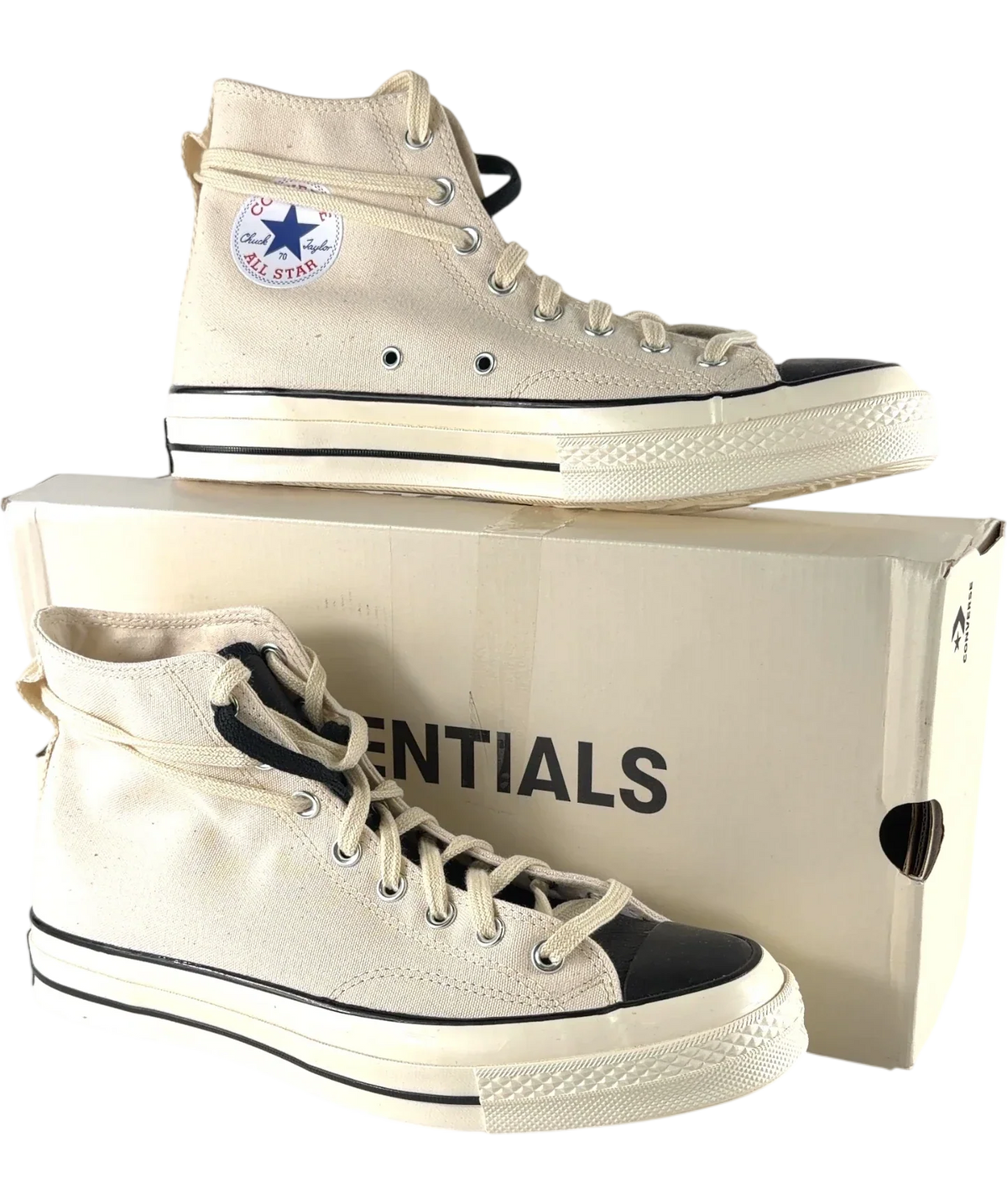 Converse Cream x Fear of God Chuck 70 Hi Natural Ivory HIGH TOP TRAINERS, size UK 10 EU 44 👞 — front