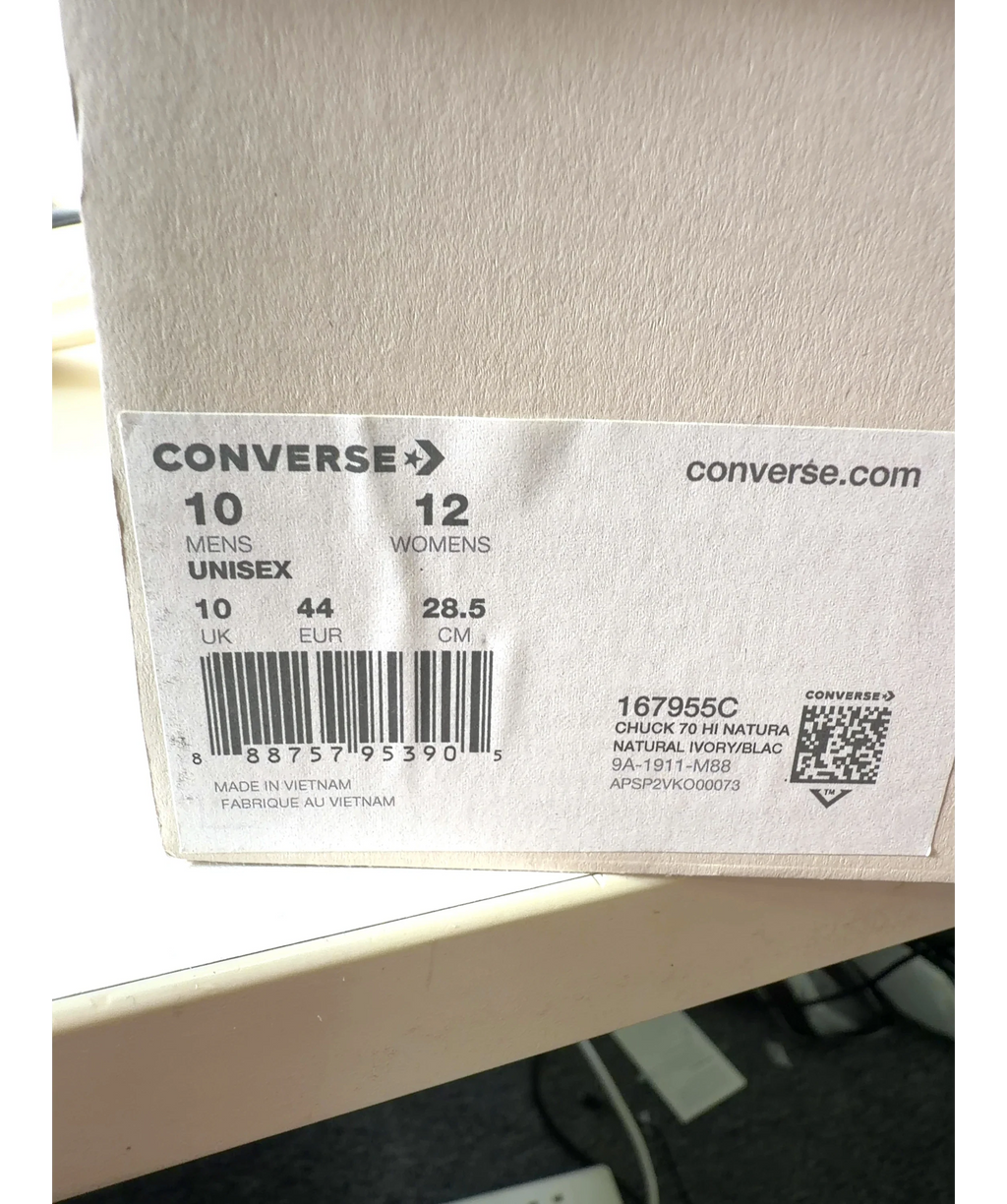 Converse Cream x Fear of God Chuck 70 Hi Natural Ivory HIGH TOP TRAINERS, size UK 10 EU 44 👞 — fabric detail
