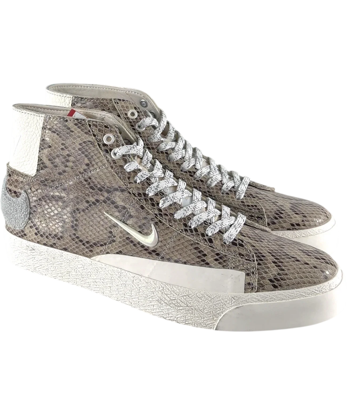 Nike Grey SB x Soulland Blazer Mid QS Fri.day 03 Snakeskin Hi-top trainers, size UK 8 EU 41 👠 — front