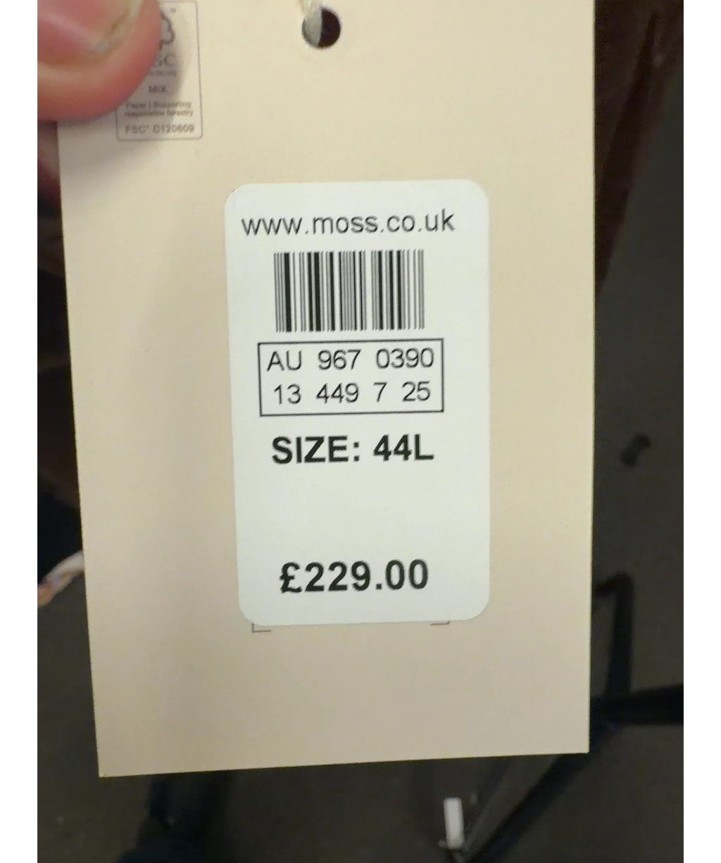 Moss brown Colour, size UK 44" CHEST — care label