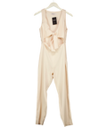 House of CB Cream Goya cream crepe knotted front jumpsuit, size UK S — front