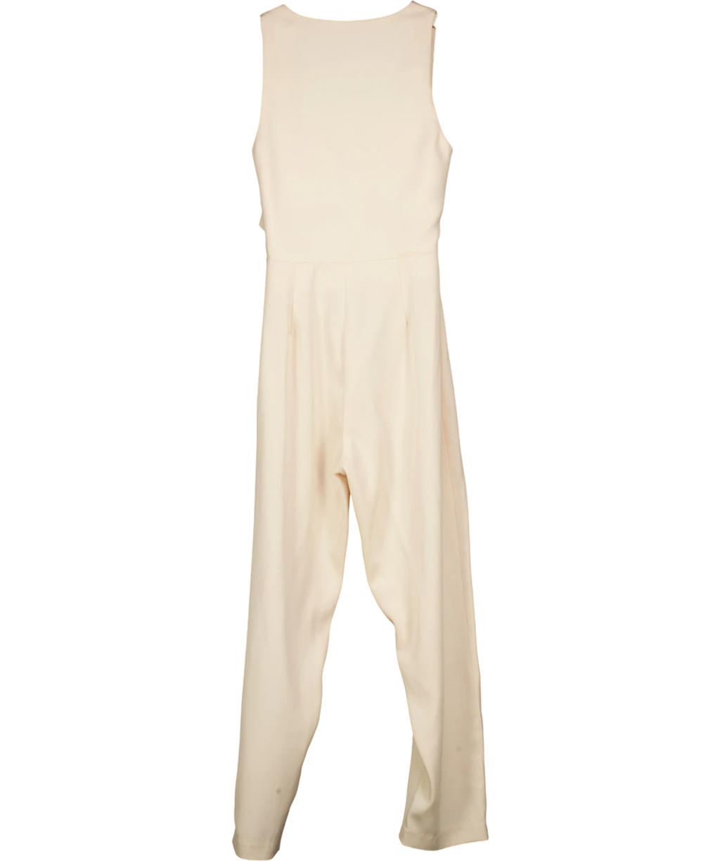 House of CB Cream Goya cream crepe knotted front jumpsuit, size UK S — back