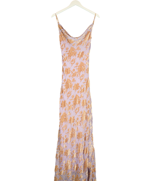 Rat & Boa  Athena Silk Devoré Cowl Neck Maxi Dress Lilac Gold UK M