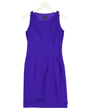 Hobbs Sleeveless Side Pleat Bow Back Shift Dress PurpleK 10